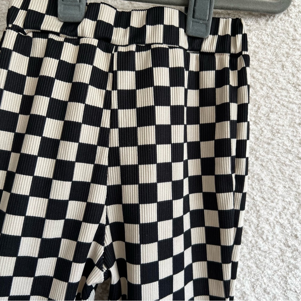 Girls Checkered Bell Bottom Flare Ribbed Pants Size 5 Years - Picture 9 of 12